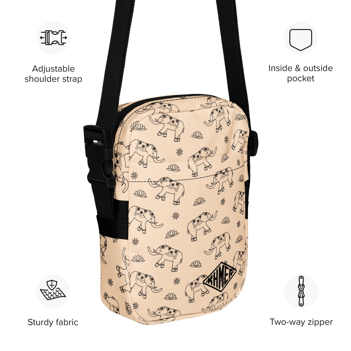 Elephant & Lotus crossbody bag